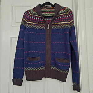Farah Falcon Vintage 100% Wool Men's Fairisle Shawl Collar Cardigan Sweater S